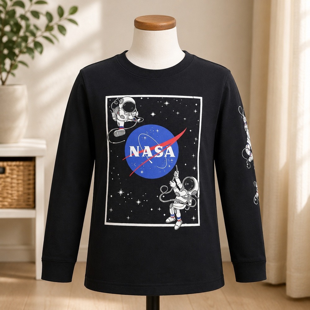 Eighty Eight Brand NASA Astronaut Graphic Tee Boys Size 14/16 Charcoal *DAMAGED*